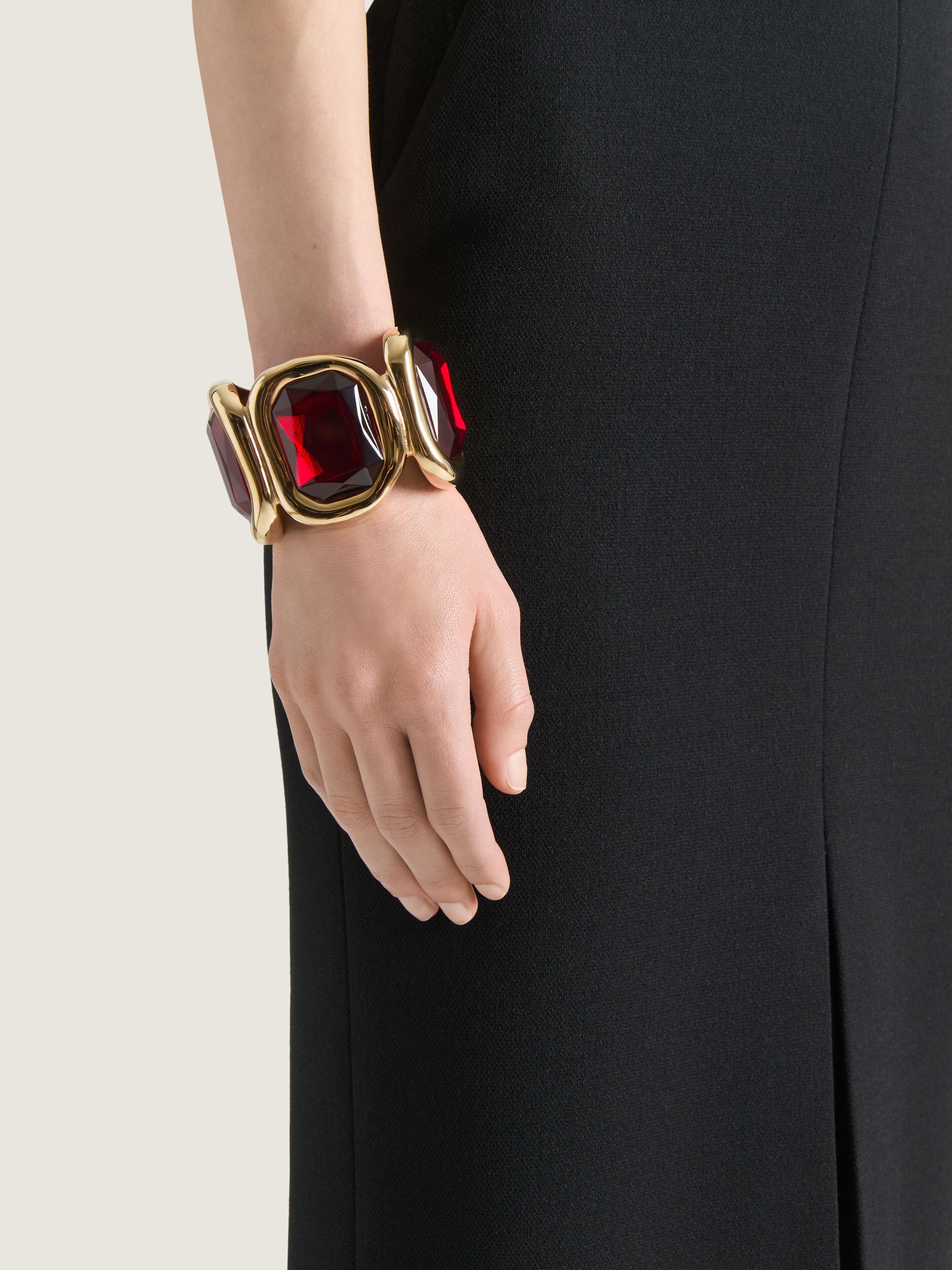 Sculptural Crystal cuff in metal and crystals